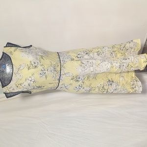Adrianna Papell Vintage linen yellow floral dress